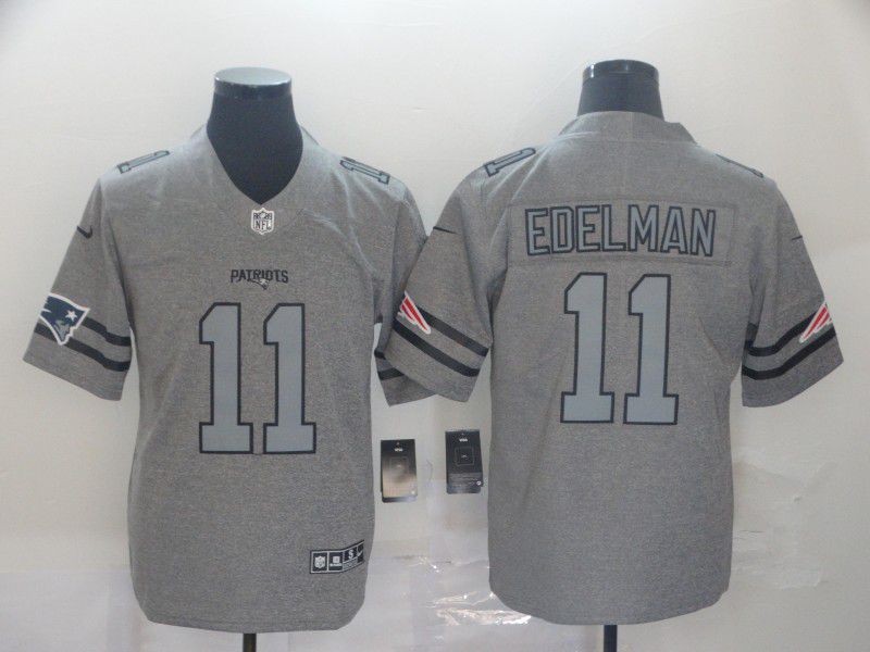 Men New England Patriots #11 Edelman Grey Retro Nike NFL Jerseys->chicago bears->NFL Jersey